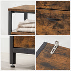 Schoenenkast – 4 kleppen – Industrieel – Bruin / Zwart