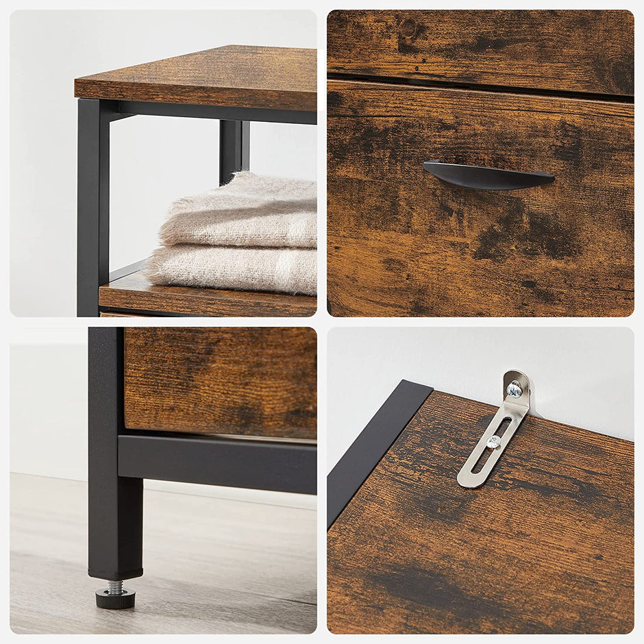 Schoenenkast – 4 kleppen – Voor 12-20 paar – Bruin / Zwart – 98,3 x 30 x 95 cm