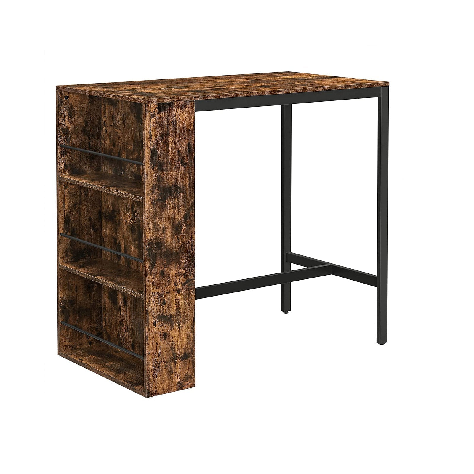 Bartafel - Keukentafel - Eettafel - Met 3 open vakken - 110 x 60 x 100 cm - Bruin