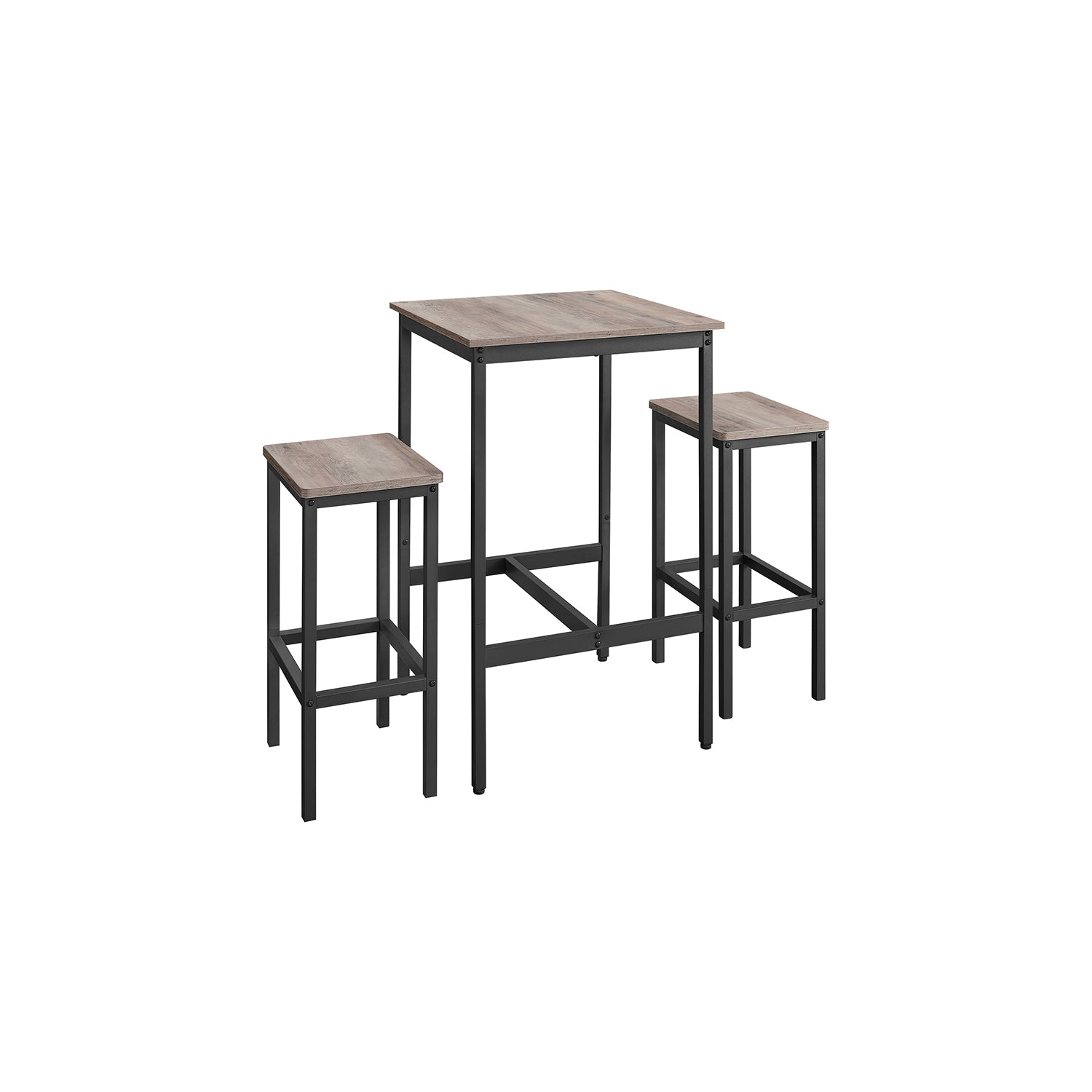 Bartafel – met 2 stoelen – keuken – greige gevlekt-inktzwart