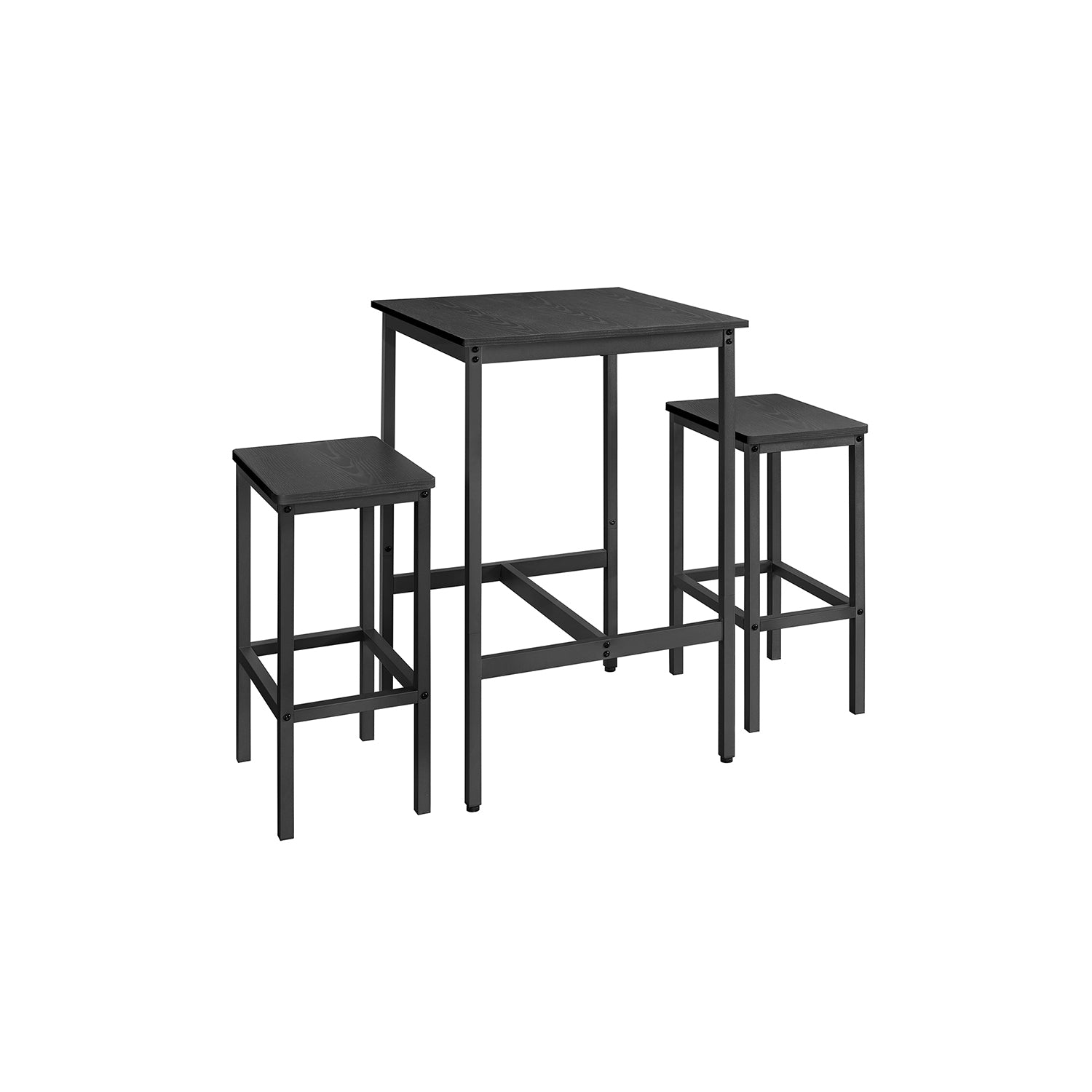 Bartafel met 2 stoelen – keuken – ebbenhout zwart-inktzwart