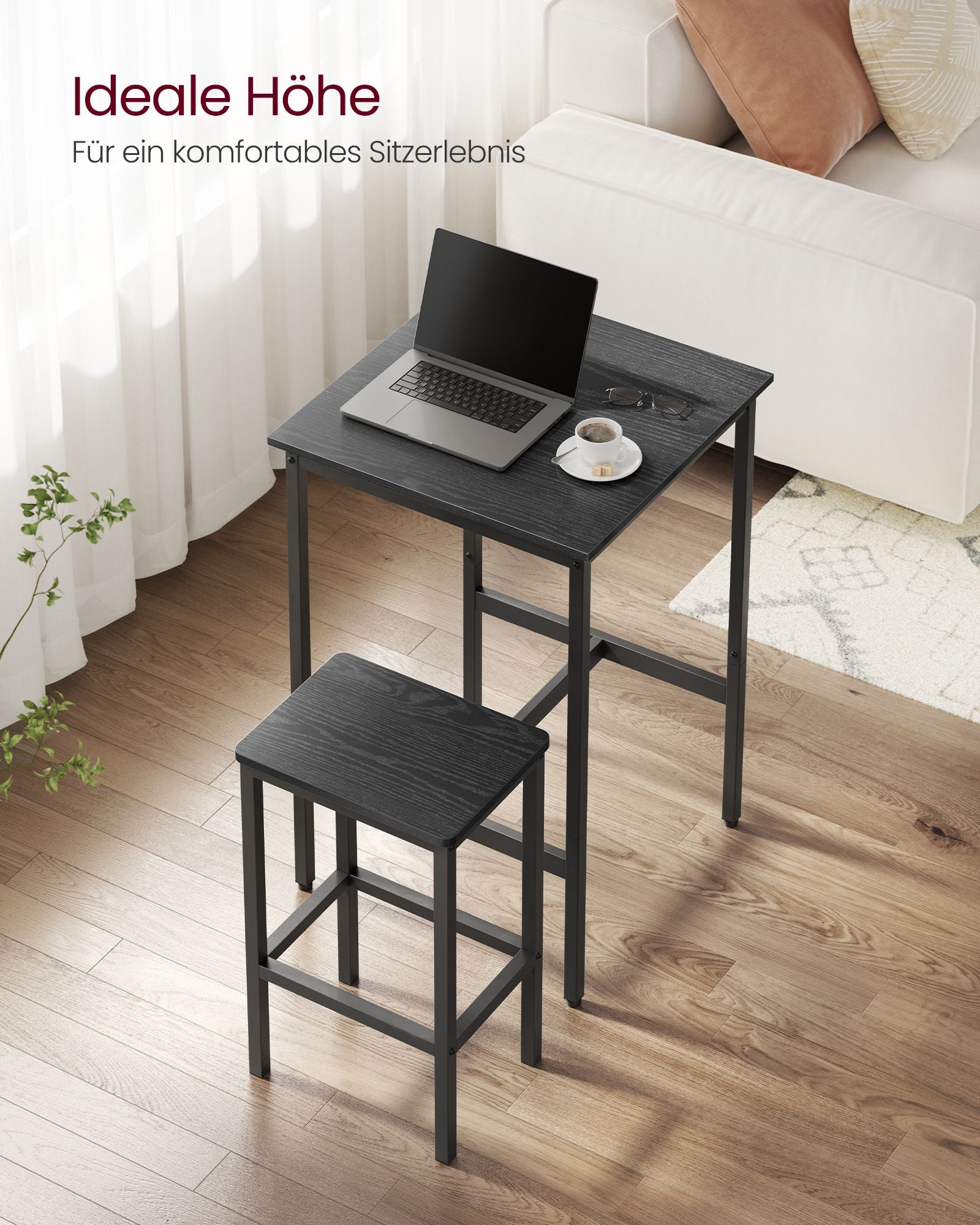 Bartafel met 2 stoelen – keuken – ebbenhout zwart-inktzwart