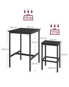 Bartafel met 2 stoelen – keuken – ebbenhout zwart-inktzwart