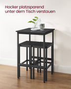 Bartafel met 2 stoelen – keuken – ebbenhout zwart-inktzwart