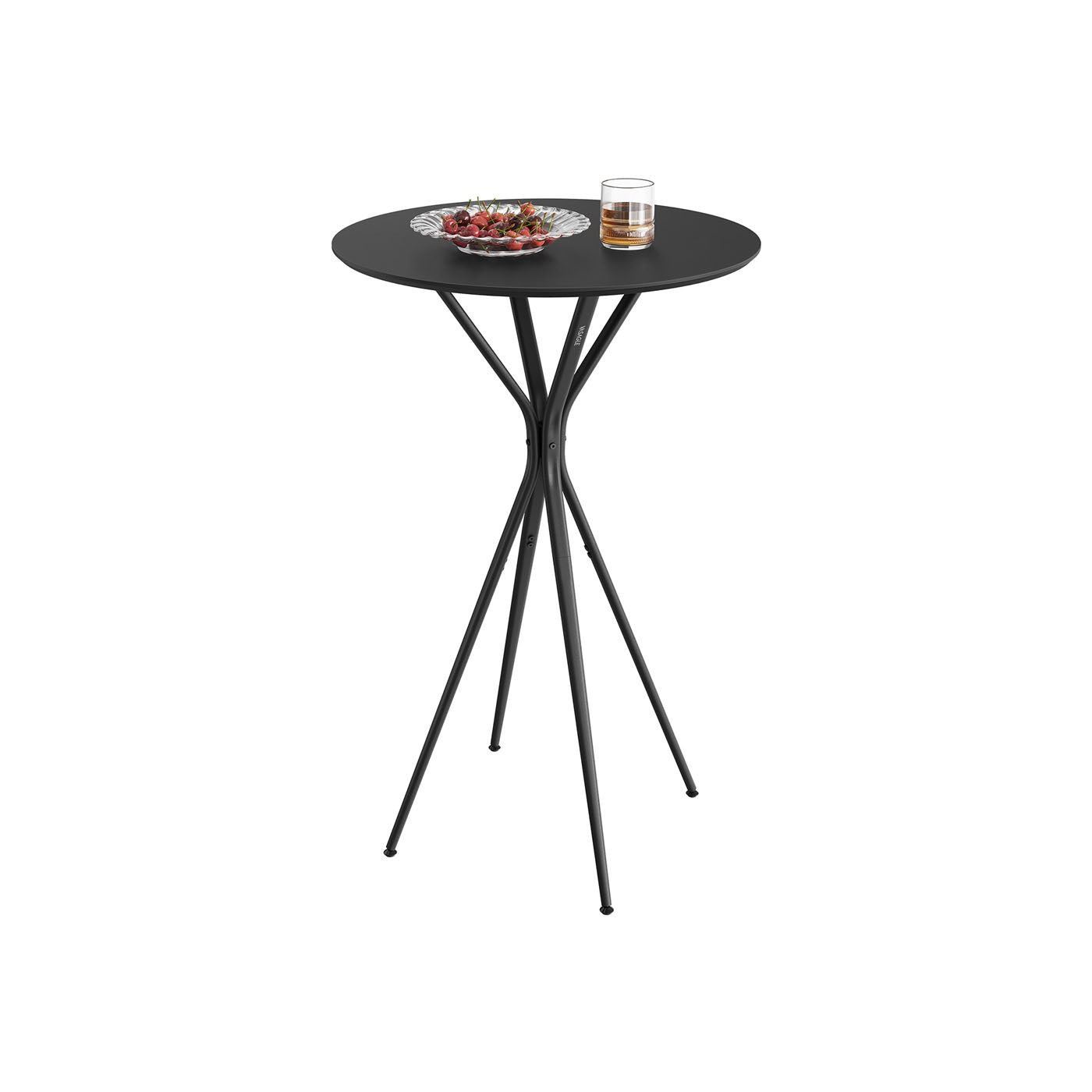Bartafel met metalen frame 60 x 60 x 105 cm inktzwart-matzwart