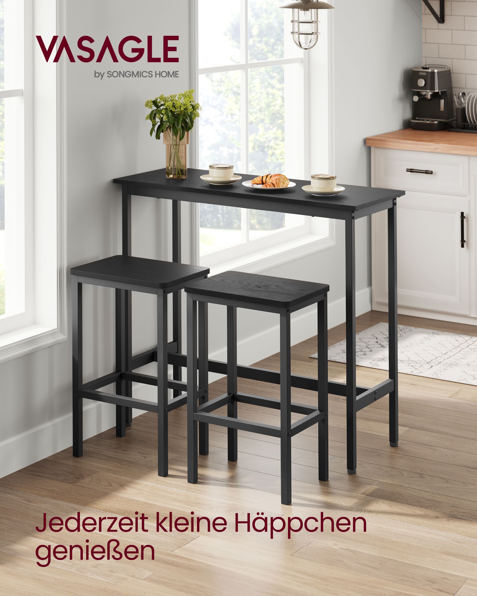 Bartafelset – met barkrukken – vintage bruin en inktzwart