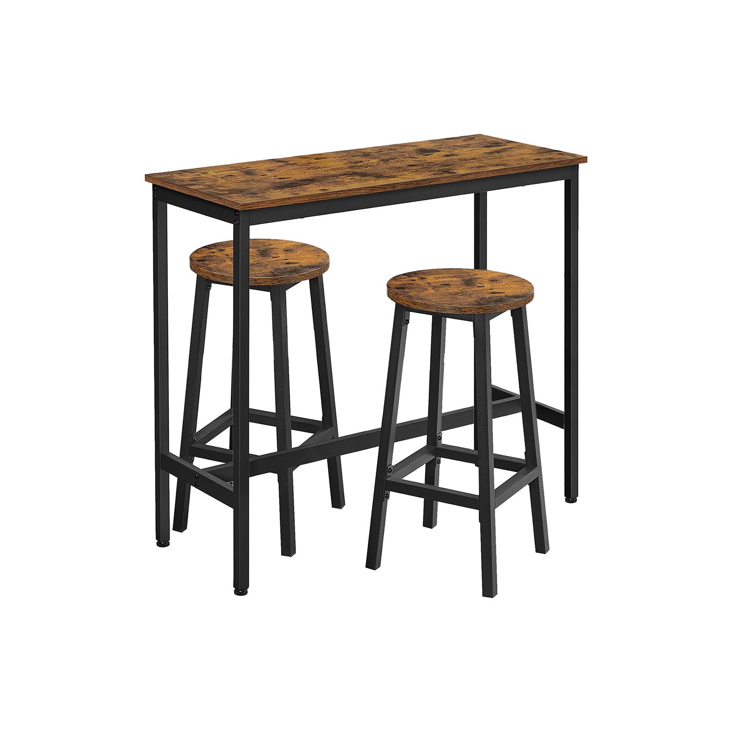Bartafelset – met 2 barkrukken – vintage bruin-zwart