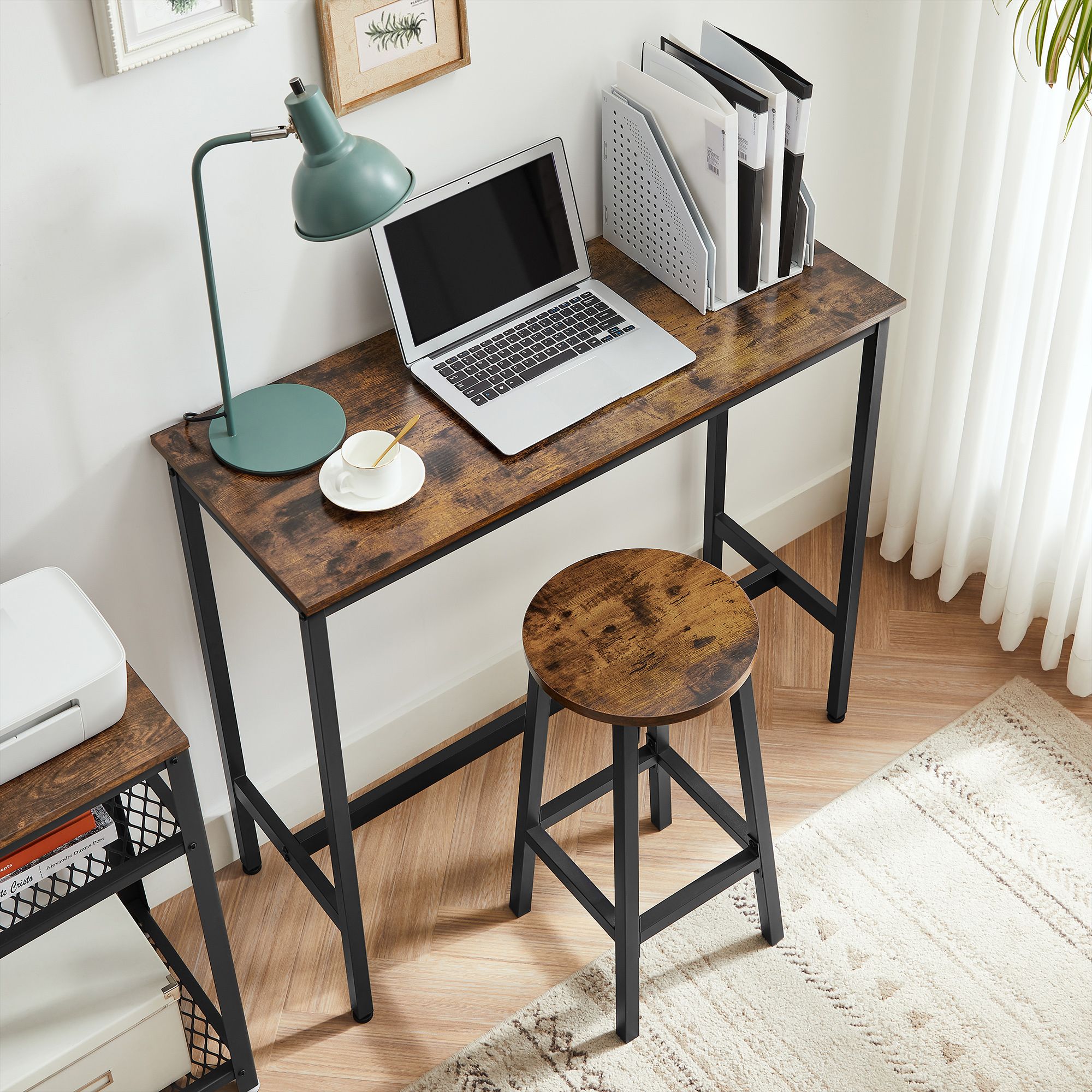 Bartafelset – met 2 barkrukken – vintage bruin-zwart