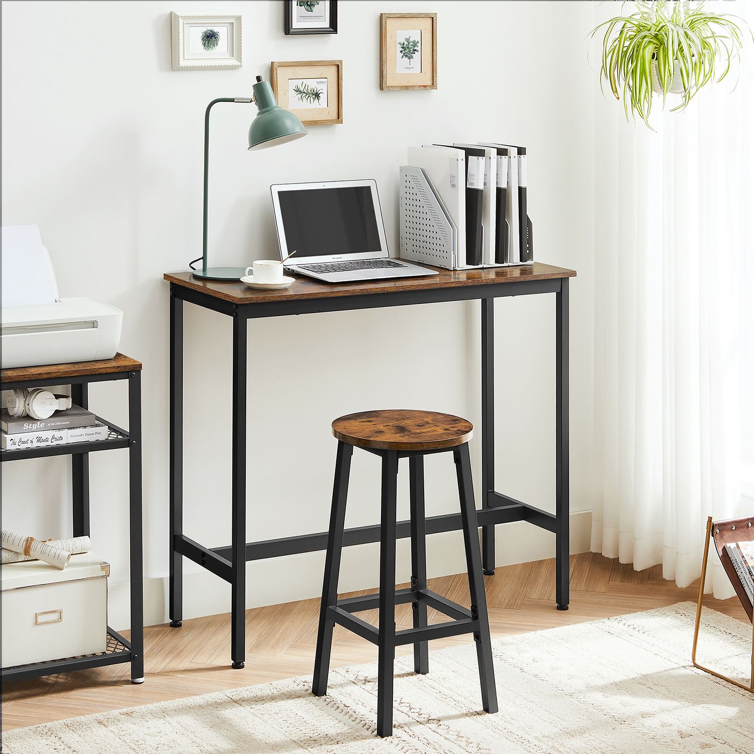 Bartafelset – met 2 barkrukken – vintage bruin-zwart