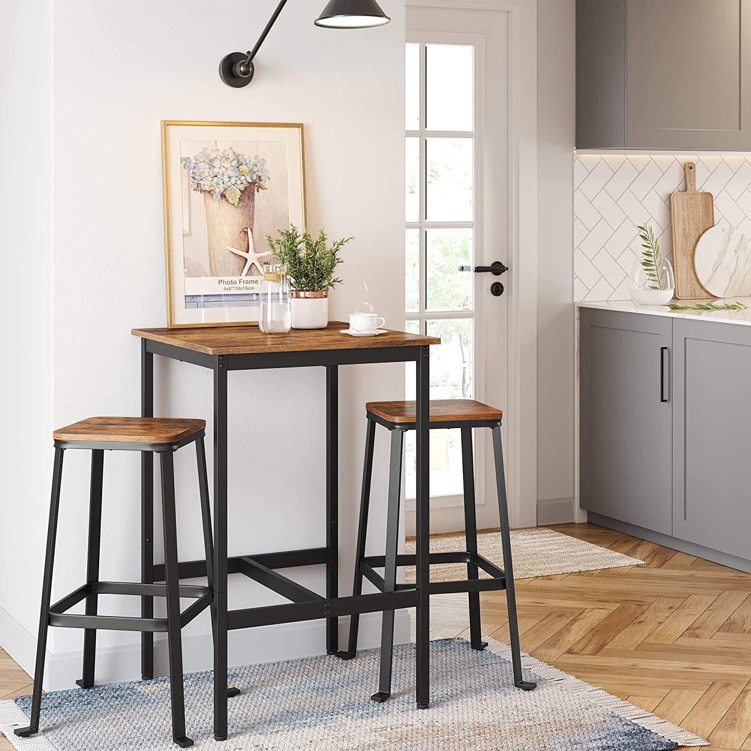 Bartafel - Hoge keukentafel - 60 x 60 x 92 cm - Stalen frame