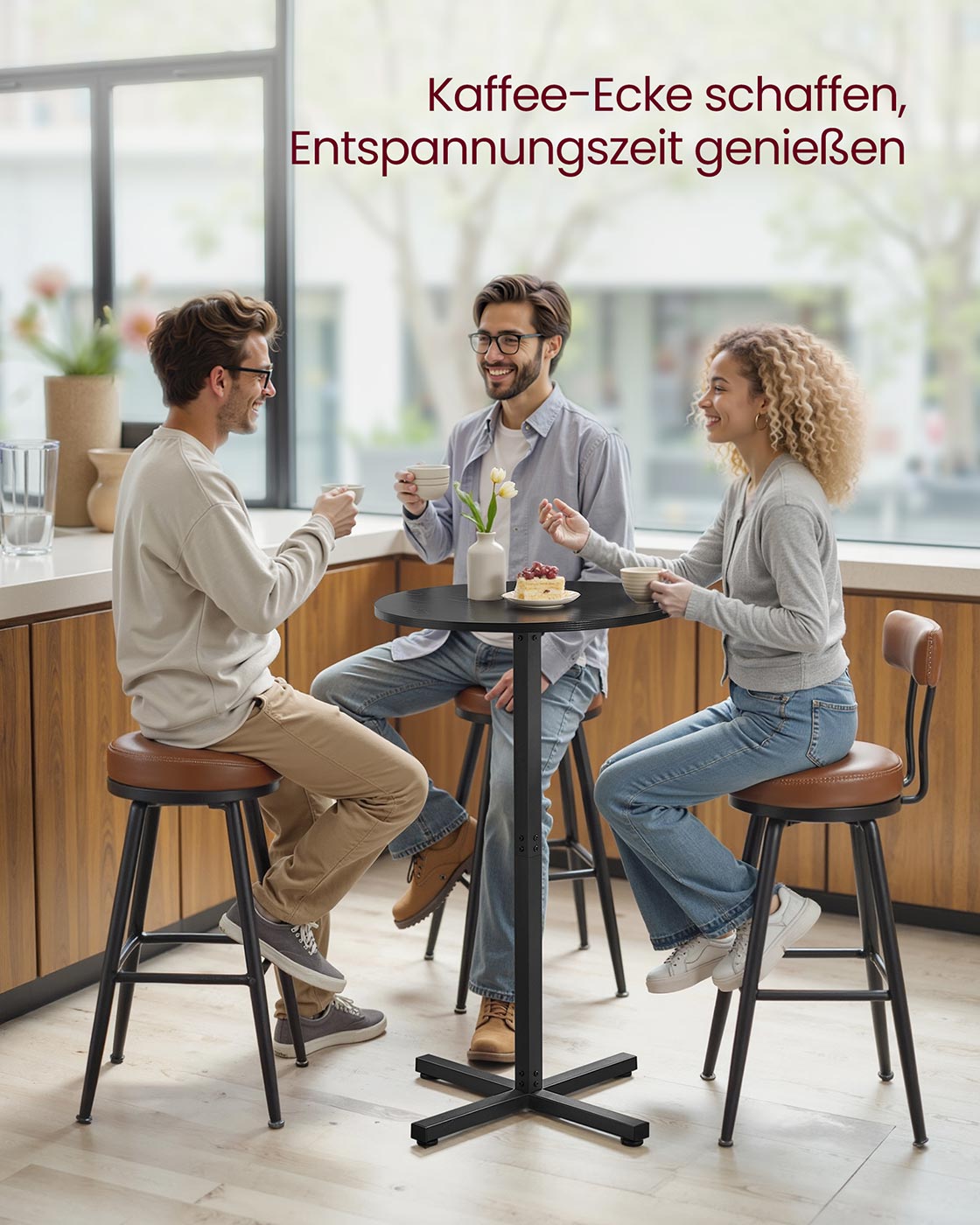 Bartafel – Rond – 60 x 60 x 104,5 cm – Ebbenhoutzwart