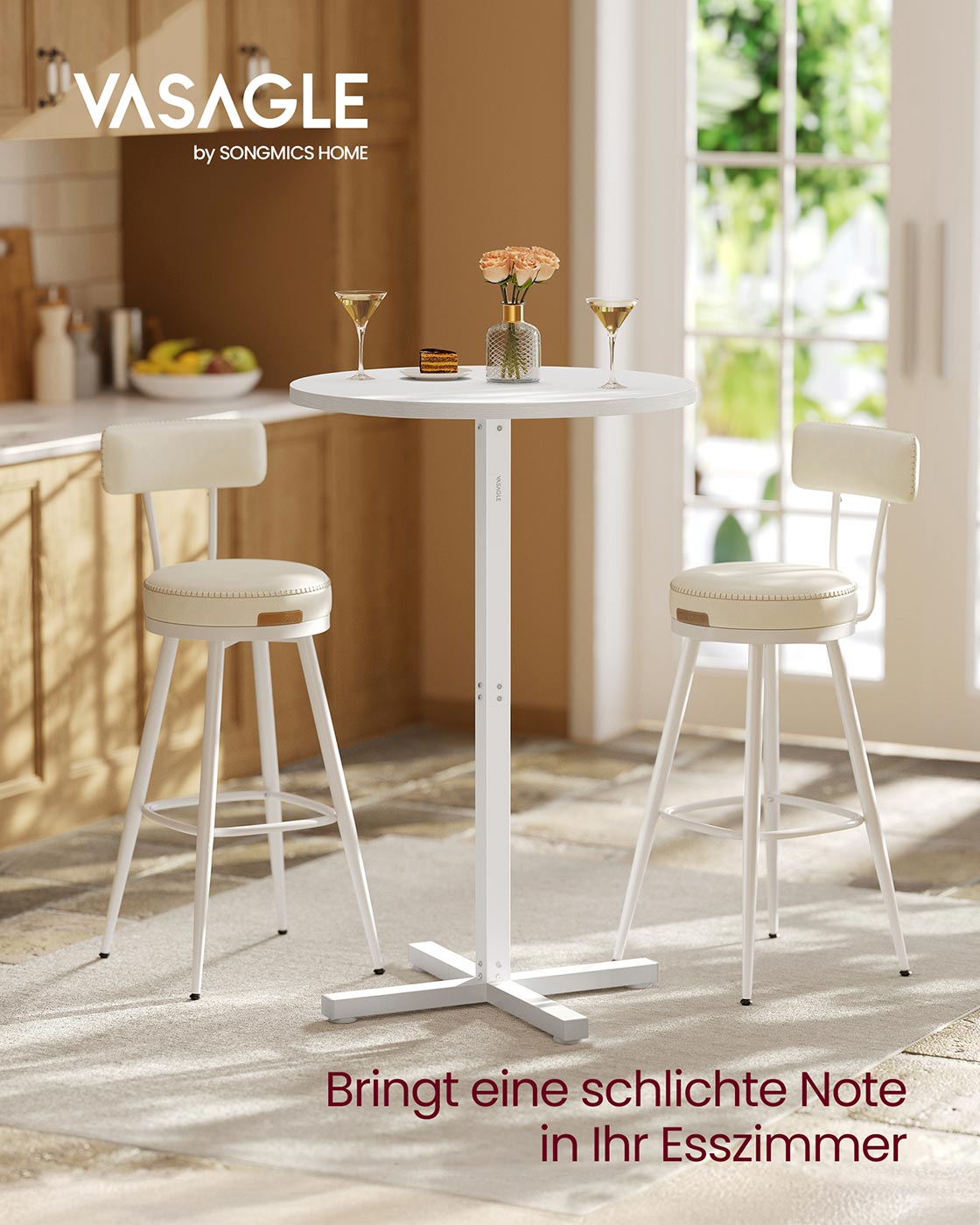 Bartafel – Rond – 60 x 60 x 104,5 cm – Sneeuwwit