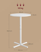 Bartafel – Rond – 60 x 60 x 104,5 cm – Sneeuwwit