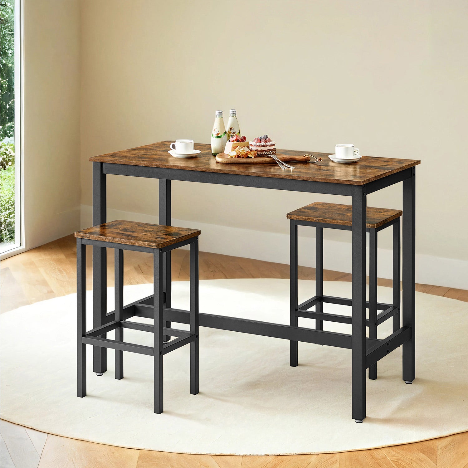 Bartafel – Industriële Look – Met 2 Barkrukken