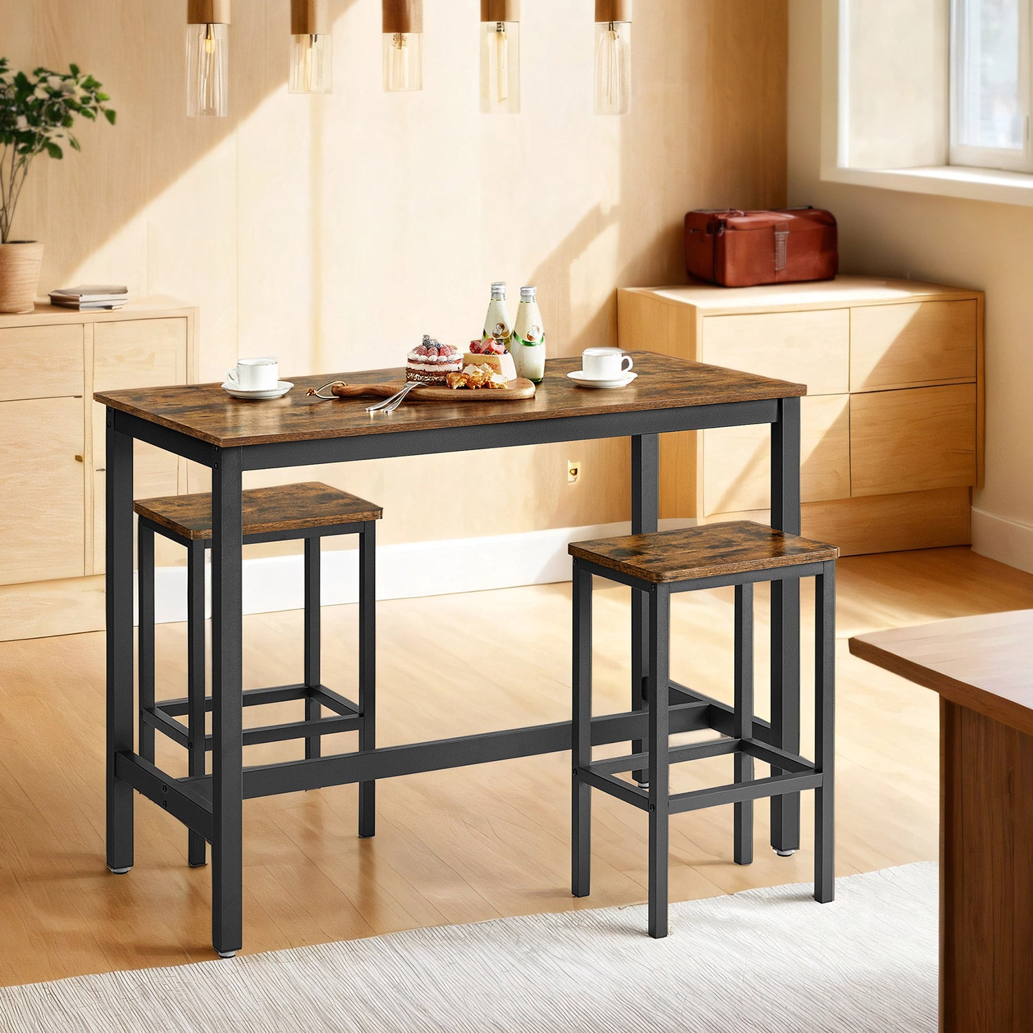 Bartafel – Industriële Look – Met 2 Barkrukken