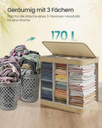 Wasmand – 170 Liter – 3 Compartimenten – Naturel