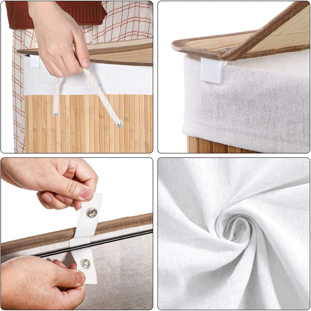 Wasmand - Met 3 vakken - Uitneembare zakken - Naturel
