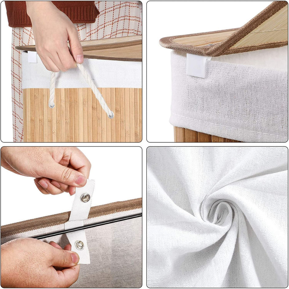 Wasmand – Met 3 vakken en uitneembare zakken – Naturel