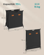 Wasmand 115 Liter Met 2 Vakken Inktzwart