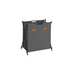 Wasmand 115 liter – 2 vakken – Inktzwart – Met labels – Opvouwbaar ontwerp
