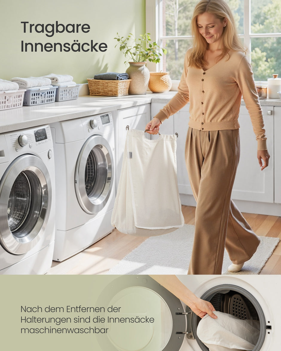 Wasmand - 2 Vakken - 130 Liter - Waterhyacint - Naturel