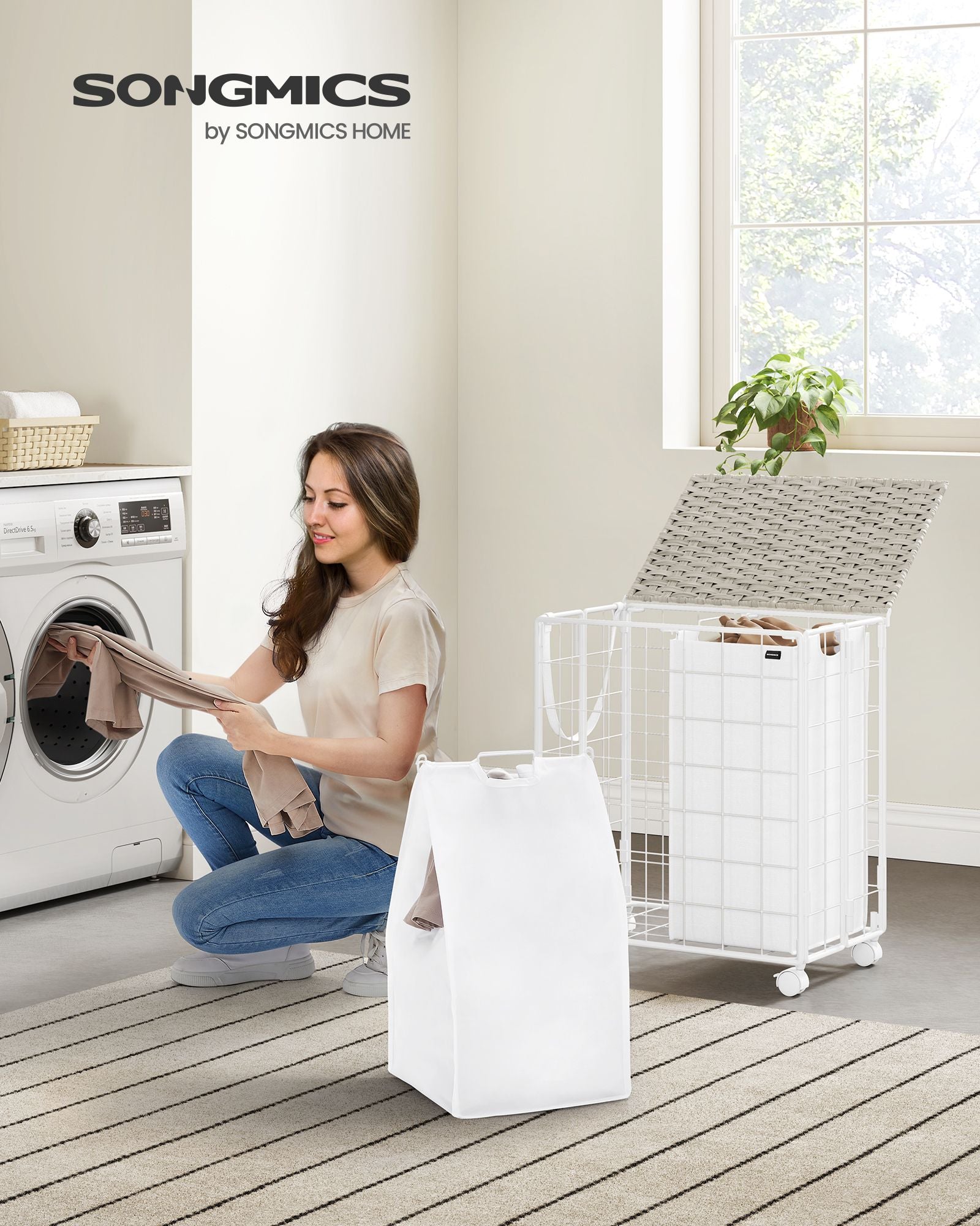 Wasmand – met 2 binnenzakken – wolkwit