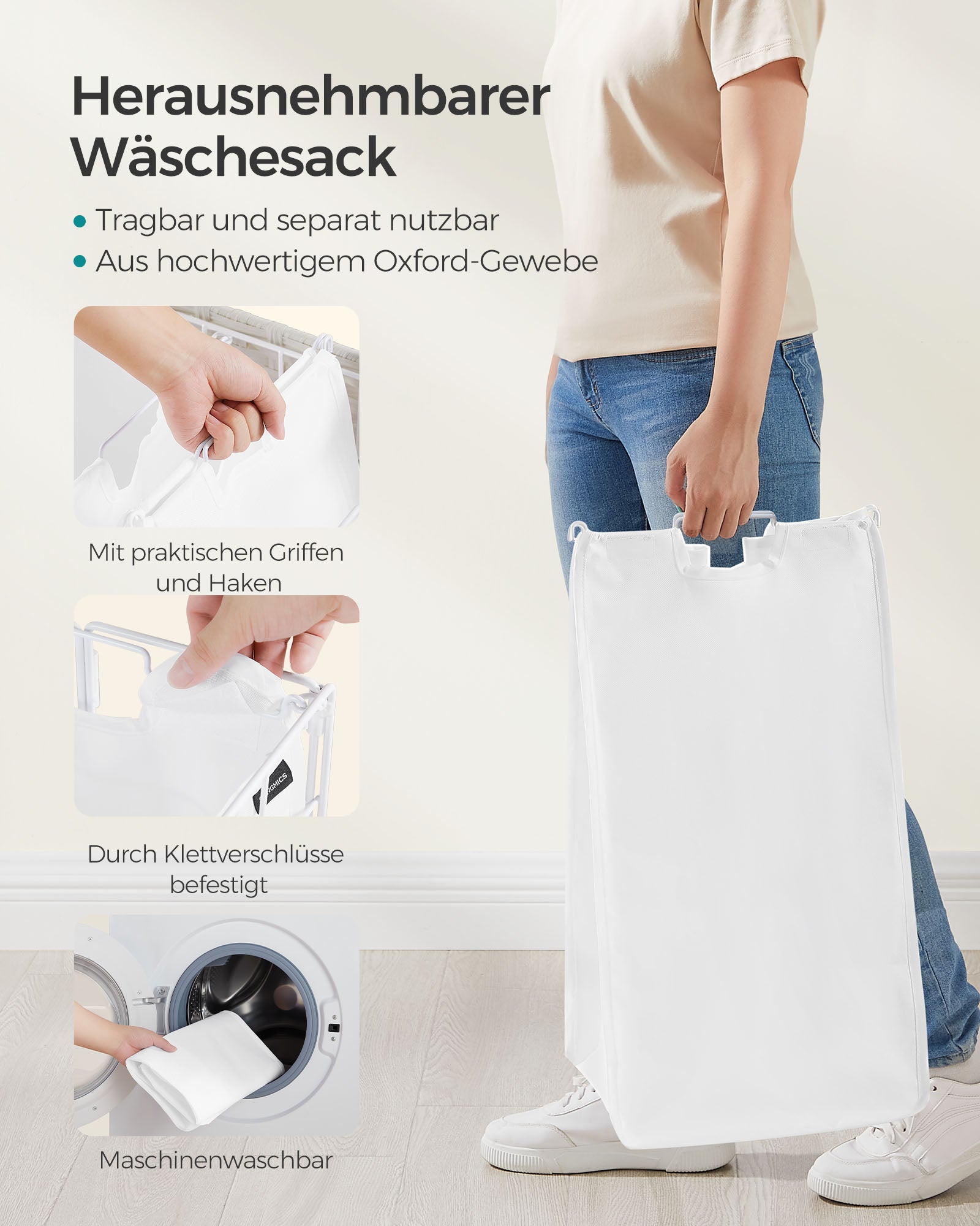 Wasmand – met 2 binnenzakken – wolkwit