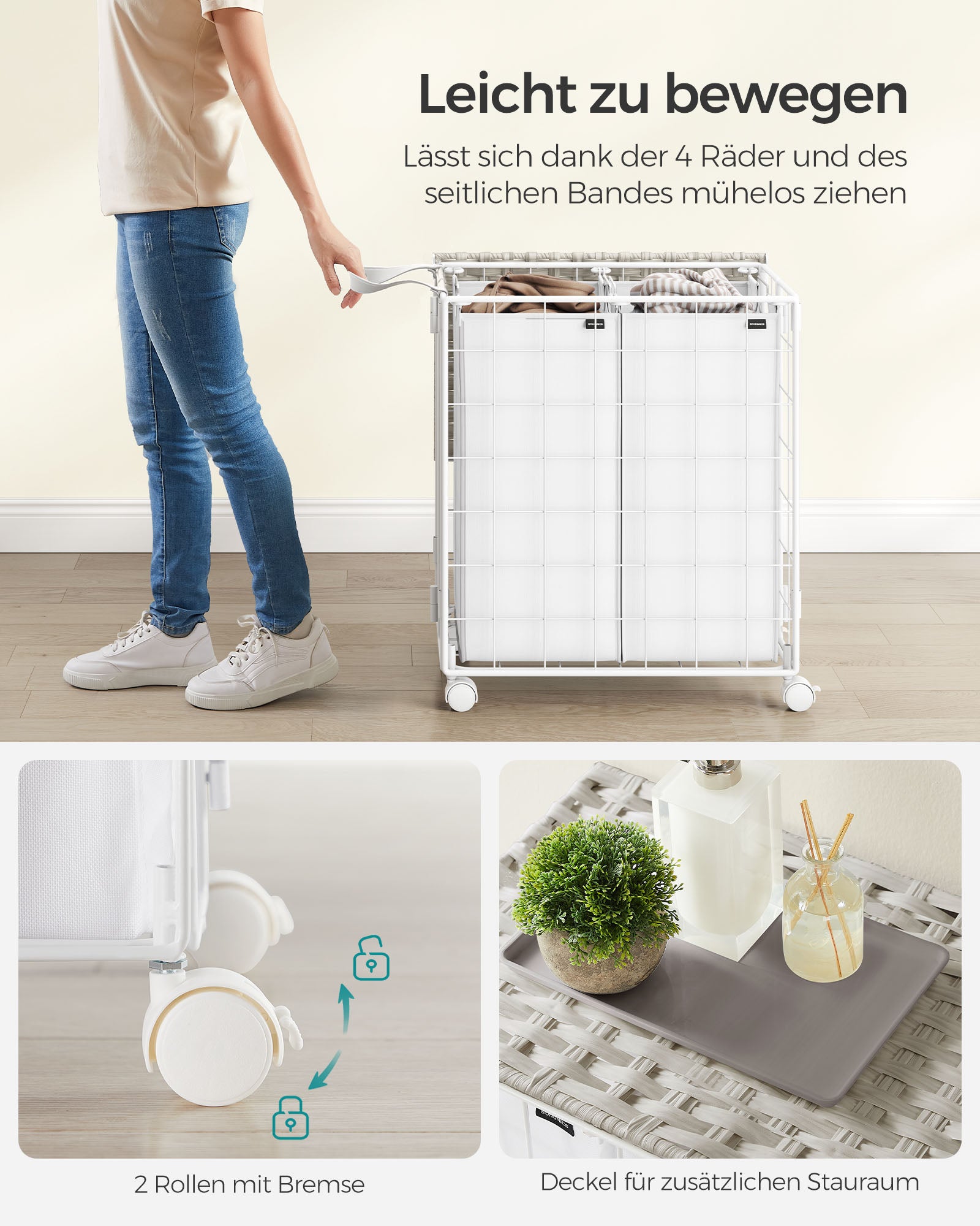 Wasmand – met 2 binnenzakken – wolkwit