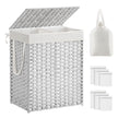 Wasmand met Deksel - 2 Vakken - 90 Liter - Handgeweven - Wit