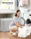 Wasmand met Deksel - 2 Vakken - 90 Liter - Handgeweven - Wit