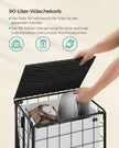 Wasmand met 90L – Uitneembare binnenzak – Met deksel – Met wielen