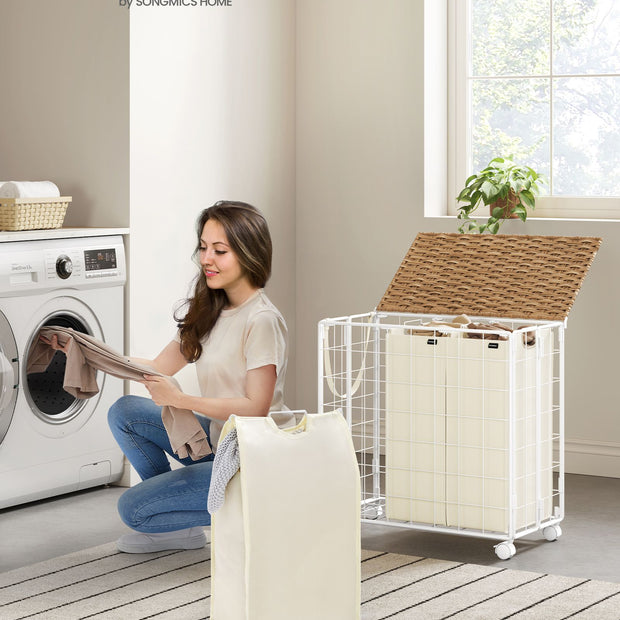 Wasmand met wielen – Ruime capaciteit 40 kg – Uitneembare waszak –