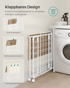 Wasmand op wielen – Stijlvol en praktisch – Naturel beige-crème wit