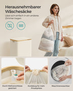 Wasmand 90 Liter met Uitneembare Waszak Crèmewit