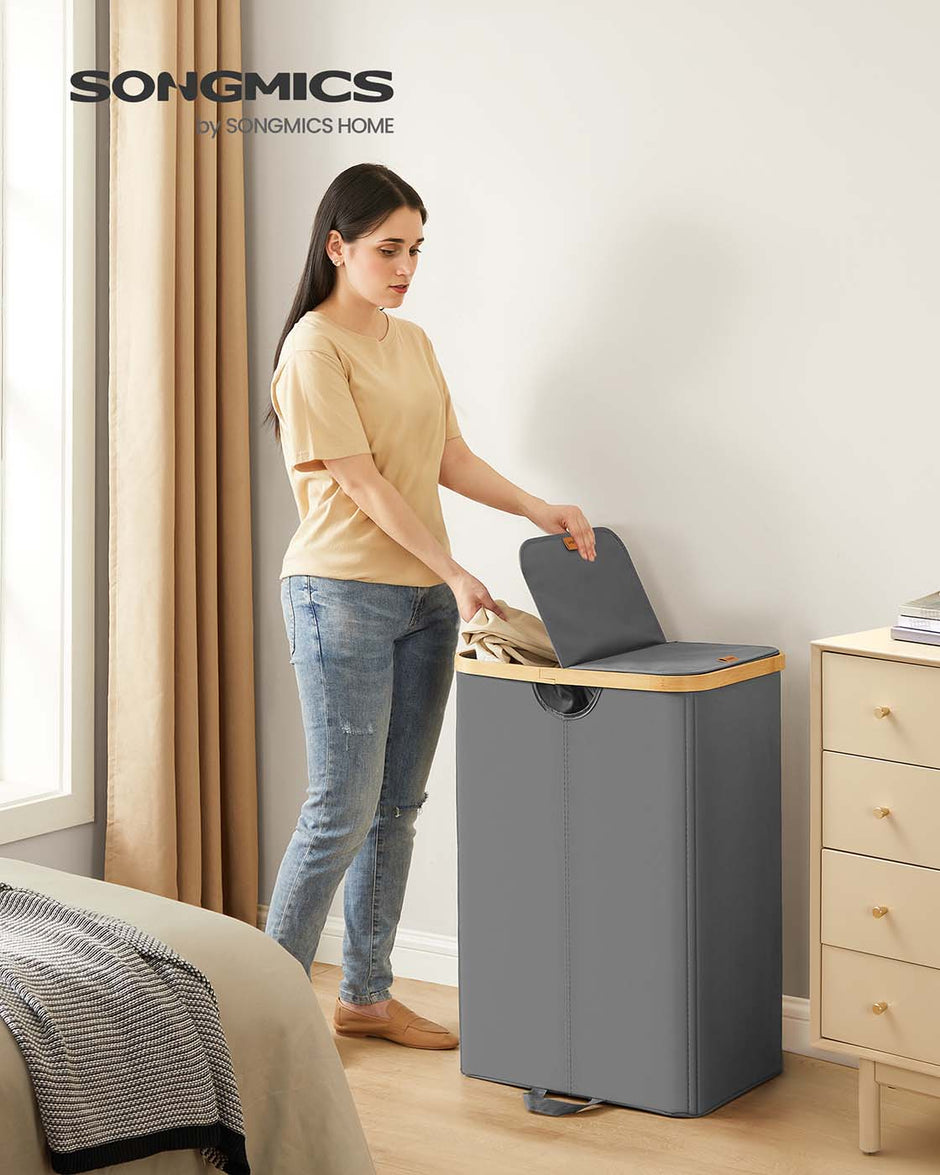 Wasmand met deksel – 2 compartimenten – 20 kg draagvermogen – Lichtgewicht 2 kg