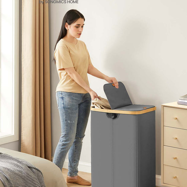 Wasmand met deksel – 2 compartimenten – 20 kg draagvermogen – Lichtgewicht 2 kg