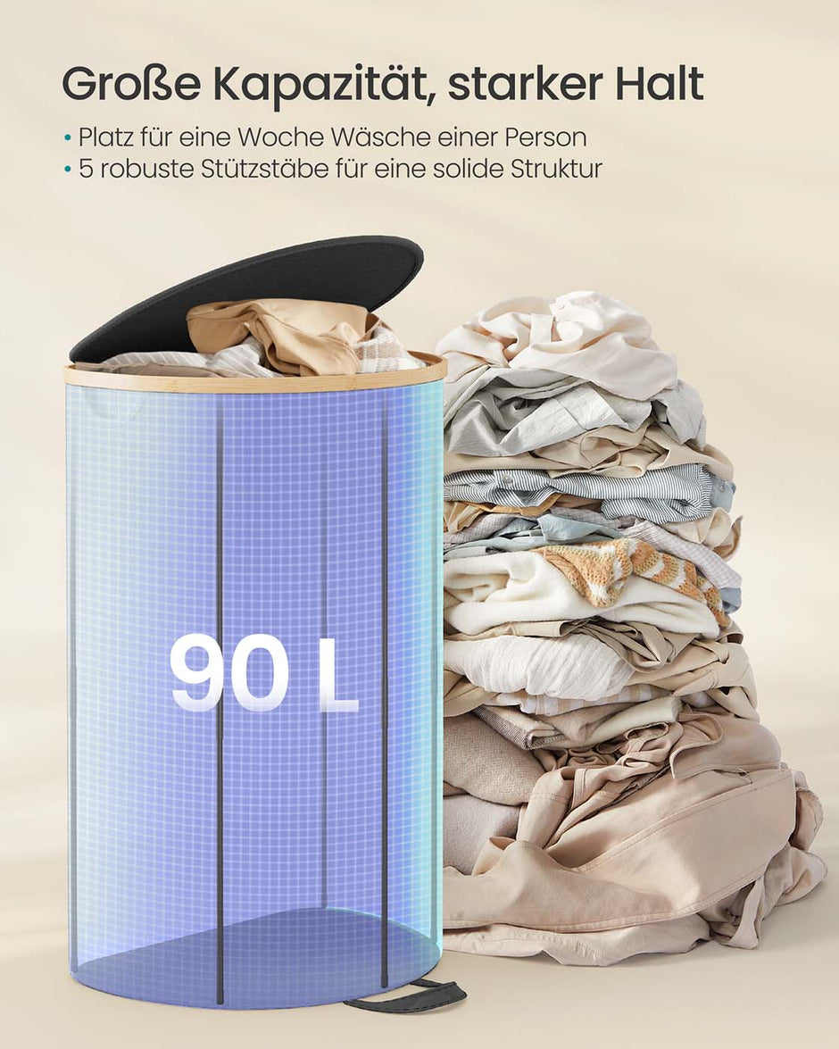 Wasmand met deksel – Met uitneembare tas – Oxfordstof