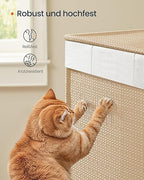 Wasmand 100 L met 2 vakken en wielen naturel beige-mat wit