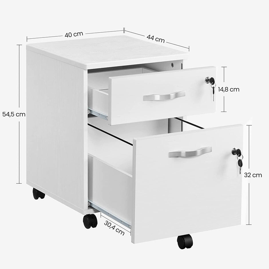 Rolcontainer 44 x 40 x 54,5 cm – Met wielen – Wit – Tot 50 kg draagvermogen