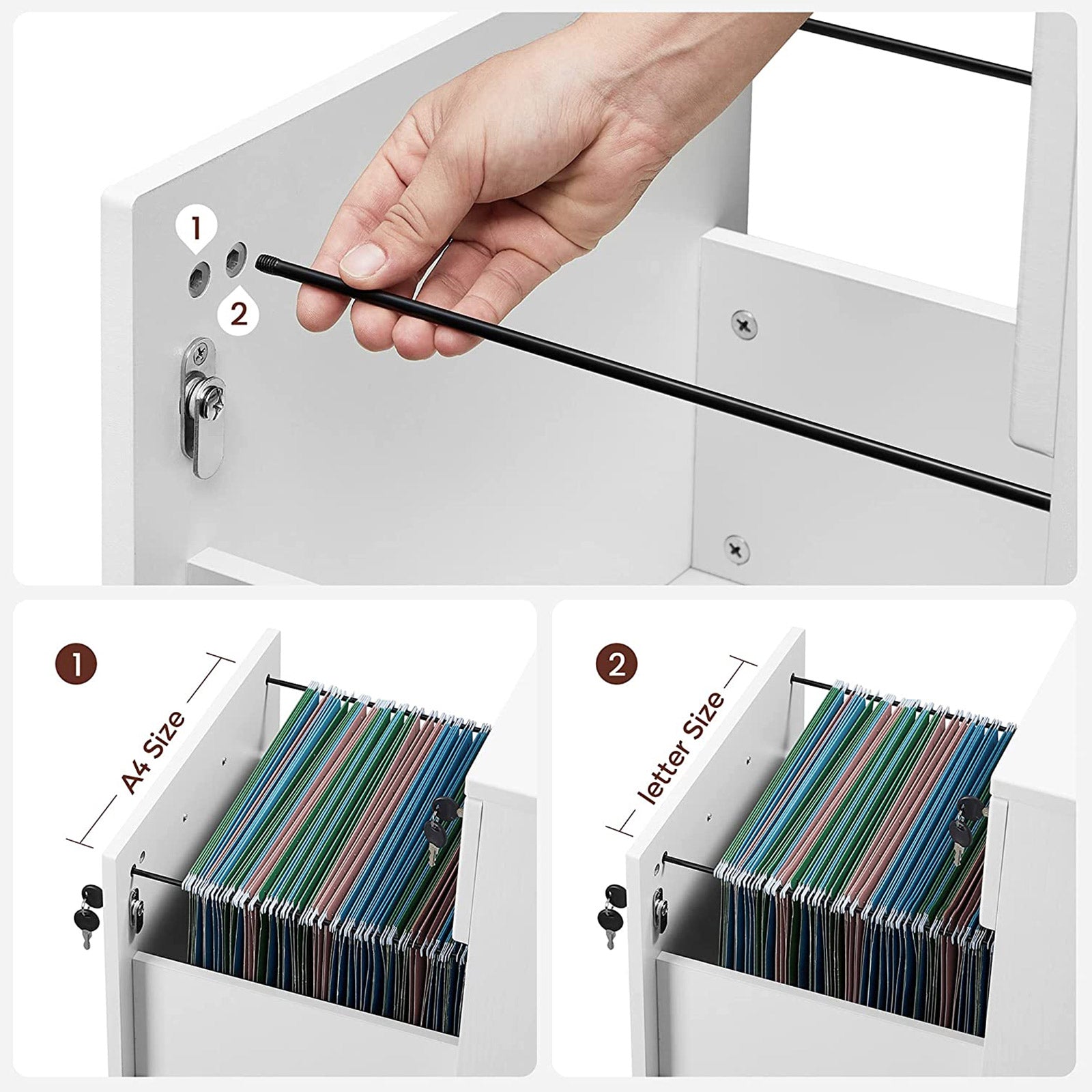 Rolcontainer 44 x 40 x 54,5 cm – Met wielen – Wit – Tot 50 kg draagvermogen