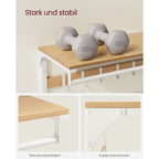 Wandkapstok – met plank – 10 afneembare haken – eiken-wit