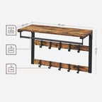 Wandkapstok – met metalen frame – vintage bruin en zwart