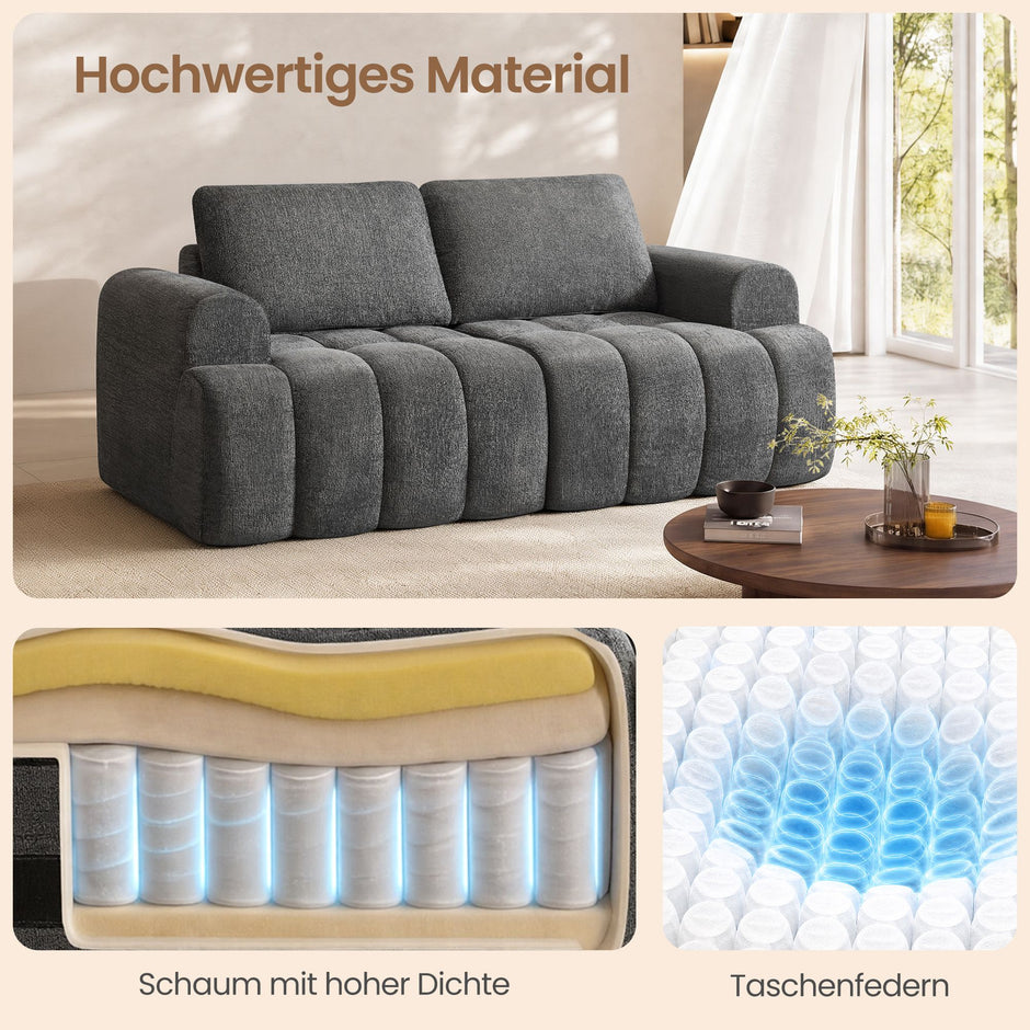 Modulaire Bank – Zonder Frame – Chenille – 176 x 92 cm – Loodgrijs