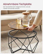 Ronde salontafel set van 2 – vintage flair – vintage bruin-inktzwart