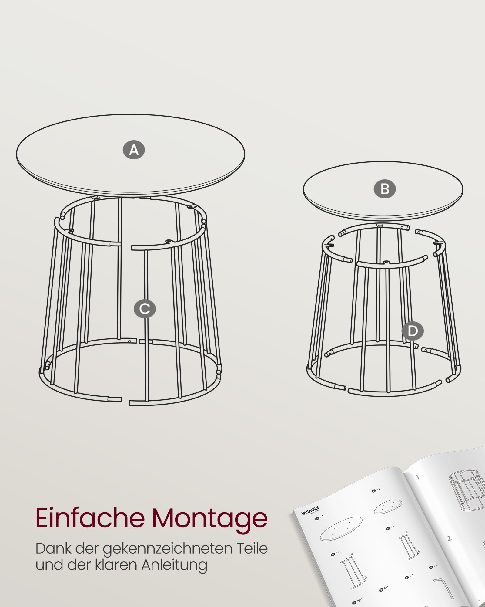 Salontafelset – Stalen Frame – Natuurlijke Walnootkleur