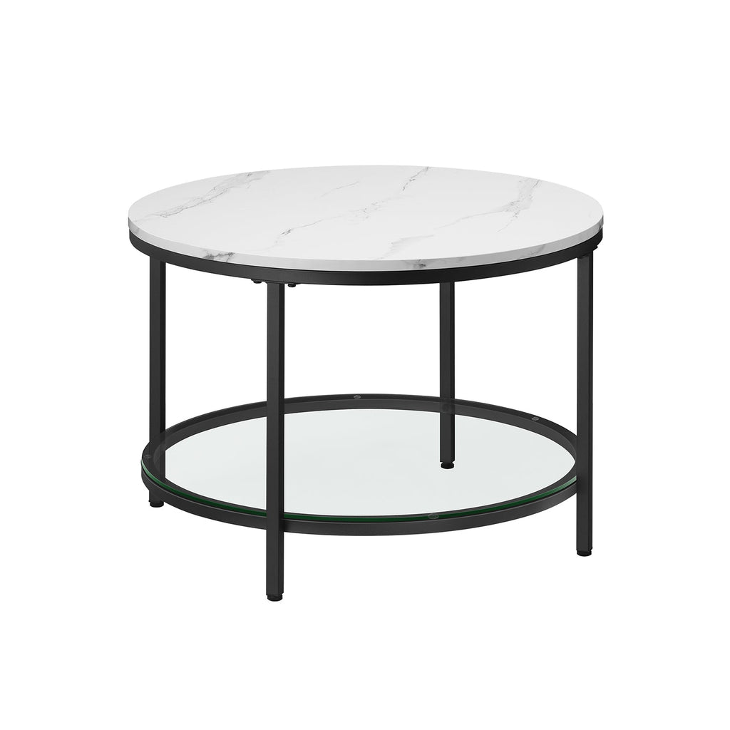 Salontafel – 2 niveaus – glazen blad – marmer zwart-inktzwart