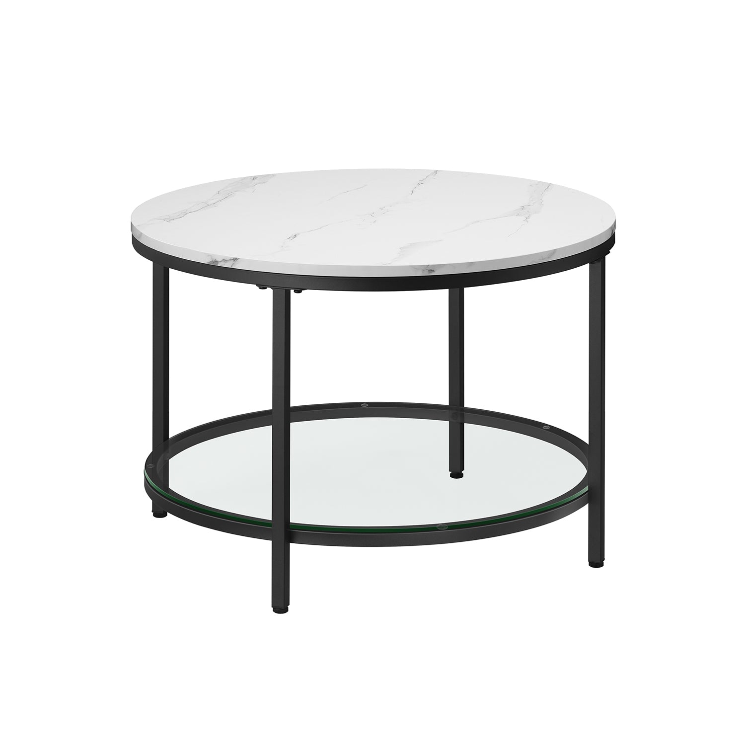 Salontafel – 2 niveaus – glazen blad – marmer zwart-inktzwart