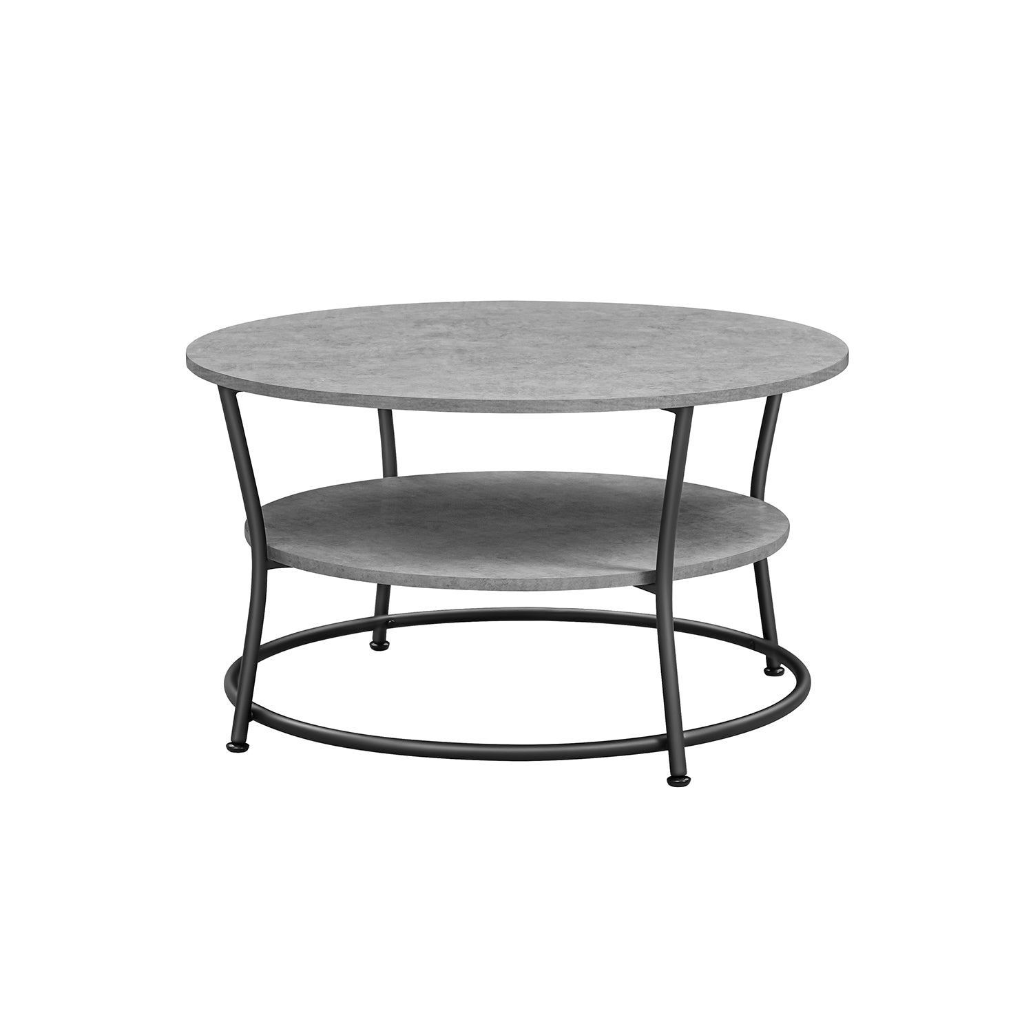 Salontafel - Ronde bijzettafel met 2 planken - Metalen frame