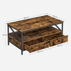 Salontafel - Woonkamertafel - Met 2 laden - 100 x 55 x 45 cm - Bruin