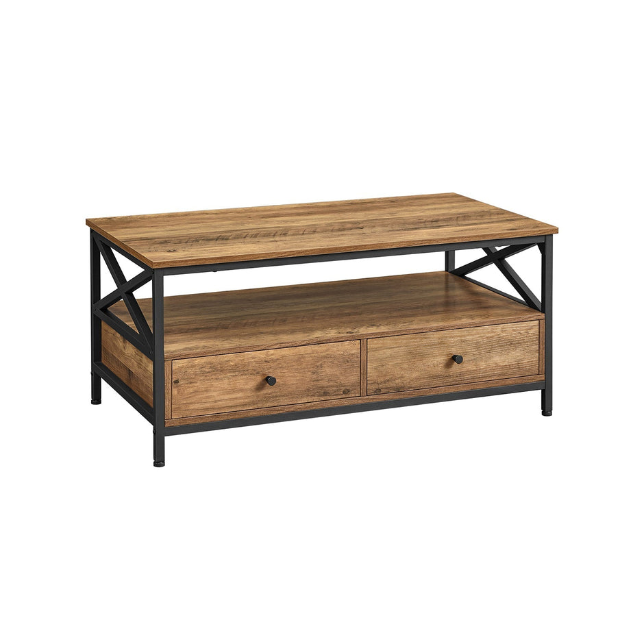 Salontafel – Met 2 lades – Vintage bruin-zwart